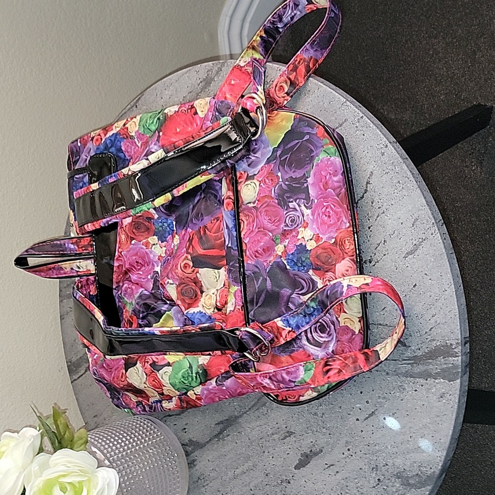 Olsenboye Vivid Flower Print Backpack Nylon Multi… - image 3